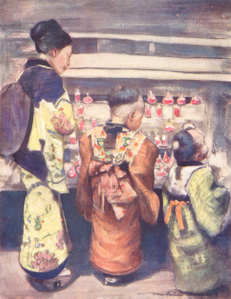 JAPAN. Sugar-water Stall 1904 old antique vintage print picture